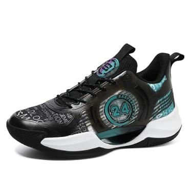 Imagem de Bolognifi Tênis de basquete masculino de alto desempenho, design elegante e funcionalidade superior Equipamento de basquetebol(Black-dark-green,43 BR)