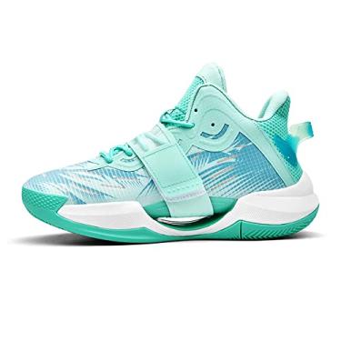 Imagem de Bolognifi Tênis de basquete masculino colorido e respirável Calçados esportivos de alto desempenho Equipamento de basquetebol(Green,34 BR)