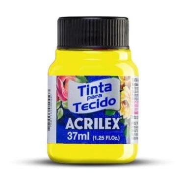 Imagem de Tinta Para Tecido Fluorescente Neon Acrilex 37ml Azul Vermelho Maravilha Verde Ouro Limão Fixação a Frio e Alta Cobertura Recomendado Para Tecidos De Algodão Sem Goma É Ideal Para Customização De Roupas, Decoração E Outras Aplicações Artísticas (Amarelo Limão 102)