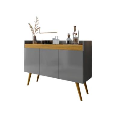 Imagem de Aparador Buffet 3 Portas Prateleira Interna Gold Cantinho do Café Decoração Sala Janta Estar Cozinha(Cinza)