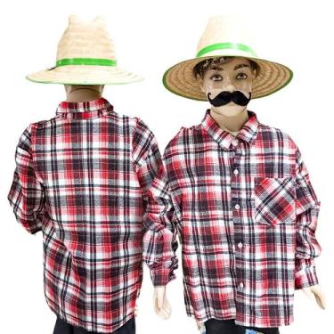 Imagem de Camisa Festa Junina Infantil Manga Longa Xadrez Colorida - Magedu, 16,
