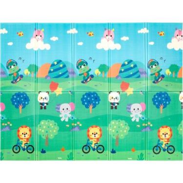 Imagem de Tapete Infantil Buba Zoo Impermeável Dupla Face Dobrável 146x195cm