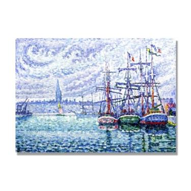 Imagem de NHLDZYH Paul Signac Prints, (Cais flutuante), reproduções de pinturas famosas, imagem de arte abstrata para sala de estar quarto decoração de casa. 30 x 42 cm-11,8 x 16,5 pol. Apenas tela