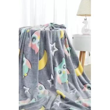 Imagem de Cobertor Manta Infantil Casal 2,00x1,80Mt Brilha no Escuro Antialérgico (CORUJA)