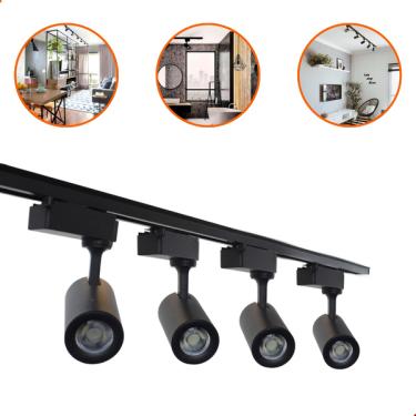 Imagem de Kit Trilho Eletrificado 1m + 4 Spot Led 7w Preto Branco Neutro