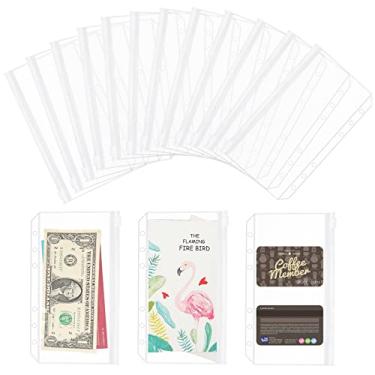 Imagem de QiXin 60 bolsos transparentes para fichário A6, 6 furos, pastas com zíper, cartões de PVC, sacos de folhas soltas, envelopes de dinheiro para fichário de orçamento, sacos de arquivamento à prova d'água para 6 anéis, caderno, planejador, inserções
