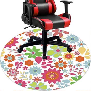 Imagem de Tapete de cadeira de escritório com flores, textura de flor, tapete de cadeira de mesa para piso de madeira de escritório em casa, protetor de piso de pilha baixa, redondo 119 cm