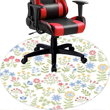 Imagem de Tapete de cadeira de escritório com flores, textura de flor, tapete de cadeira de mesa para piso de madeira de escritório em casa, protetor de piso de pilha baixa, redondo 78,7 cm