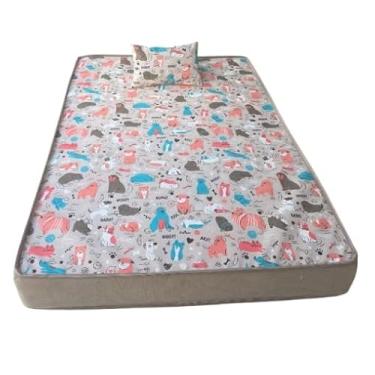 Imagem de Cama Box Pet Impermeável Ortopédica Grande| Espuma D23 + Travesseiro | Suporta até 100kg (G dog creme,Grande)