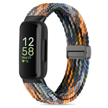 Imagem de Oanux Pulseira de reposição elástica magnética trançada compatível com Fitbit Inspire 3/Fitbit Inspire 2, pulseira de substituição de nylon elástica para mulheres e homens Inspire 3/2