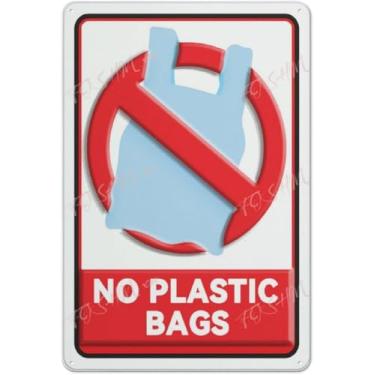 Imagem de XKKLJH Placa de lata vintage sem sacos de plástico sinalização aviso de reciclagem aviso de uso interno e externo sinal de aviso de segurança 30 x 20 cm, acrílico 7