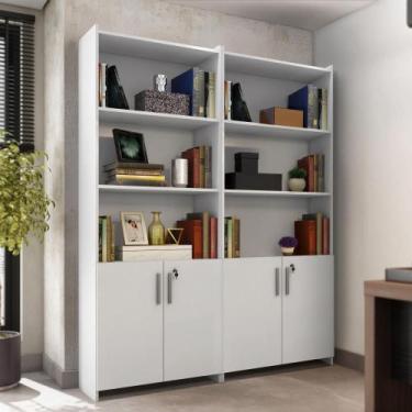Imagem de Armario Multiuso Para Escritório Duplo Com Chave Notável Móveis, Branc