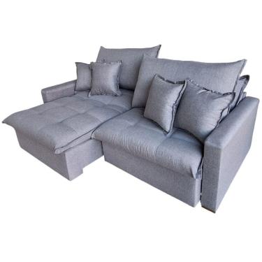 Imagem de Sofá Cama Retrátil E Reclinável Dallas Linho Cinza 2,64 M