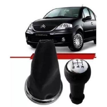 Imagem de Bola Manopla Cambio Citroen C3 + Coifa Aro Cromado