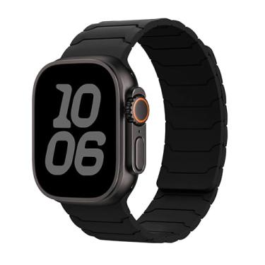 Imagem de Pulseira de silicone magnética compatível com Apple Watch Ultra 2 de 49 mm, 46 mm, 45 mm, 44 mm, 42 mm, 41 mm, 40 mm e 38 mm, SE (preta, 38 mm/40 mm/41 mm/41 mm/42 mm (série 10))