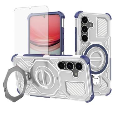 Imagem de Furill Capa de telefone para Samsung Galaxy S25 5G com protetor de tela de vidro temperado Slim Magnetic Rugged Stand Ring Holder Hybrid Protective Clear Cell Cover S 25 25S 25 25S SM-S931U Mulheres