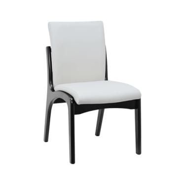 Imagem de Cadeira Tulipa Assento e Encosto Estofado - Preto - Assento Estofado Corano Bege