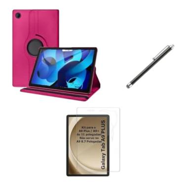 Imagem de Capa Case Giratoria para Tablet Samsung Galaxy Tab A9 Plus (X210, X215, X216) + Película de Cerâmica + Caneta Touch - Pop Shope (Pink)