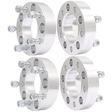 Imagem de ECCPP Pacote com 4 espaçadores de roda de 3,8 cm 5 x 5 5 x 127 kit adaptador espaçador de roda com furo de cubo M 14x1,5 87,1 mm para Chevrolet C1500, para Chevrolet Tahoe 5 Lug Prata Alumínio