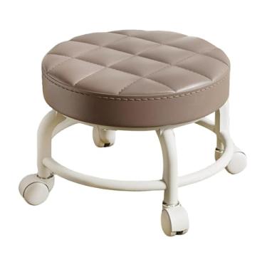 Imagem de SiaBiced Banco universal com rodinhas e degraus, de trabalho com rotação de 360 ​​graus para loja, Marrom Claro