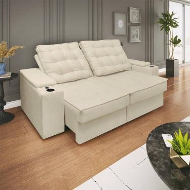 Imagem de Sofá Retratil Reclinavel 3 Lugares 2,30m Porta Copo USB Bege