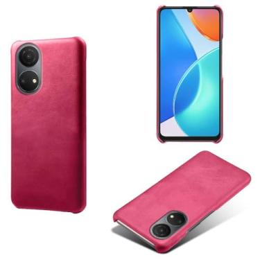 Imagem de Capa para Honor X7,Proteção contra quedas,Casca de volta de cor sólida simples,Design de couro de imitação de plástico-Rose