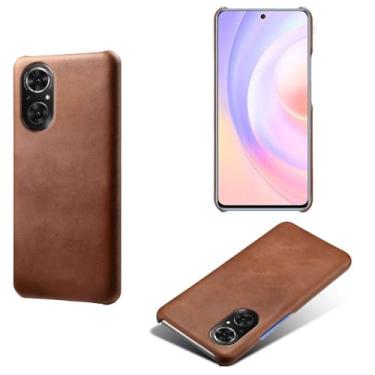 Imagem de Capa para Honor 50 SE,Proteção contra quedas,Casca de volta de cor sólida simples,Design de couro de imitação de plástico-Brown