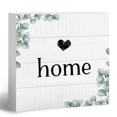 Imagem de ANIANG Placa de casa, placas para decoração de casa, placa de boas-vindas, decoração rústica de mesa de fazenda placa de caixa de bloco de madeira para sala de estar, prateleira de parede, presentes