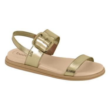 Imagem de Sandália Beira Rio Casual Rasteira Feminina Estilo Conforto, Dourado, 