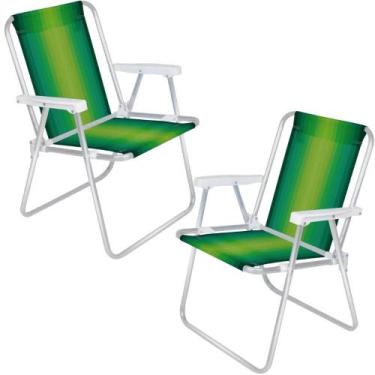 Imagem de Cadeira de Praia Alta em Alumínio Verde 2 unidades 2240 MOR