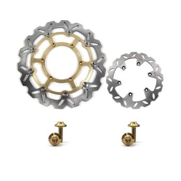 Imagem de Arashi Discos de freio dianteiros traseiros rotores com parafusos de montagem para Suzuki DRZ400SM 2005-2024, peças de acessórios de substituição de motocicleta DR-Z400 DR-Z400E DR-Z400SM