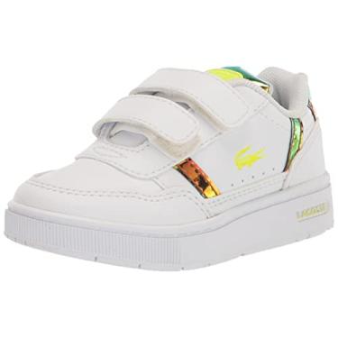 Imagem de Lacoste Tênis infantil T-Clip, 80's Gradient Pop Branco/Amarelo, 2 Little Kid