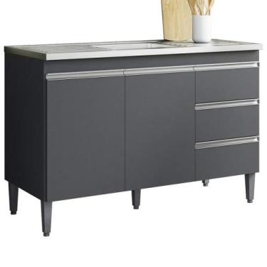 Imagem de Balcao Pia Sem Tampo 2 PT 3 G 116 cm Andreia REAJL Moveis, Cinza