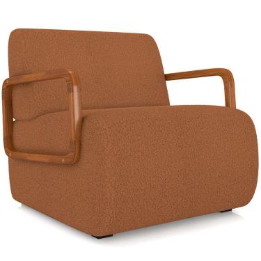 Imagem de Poltrona Decorativa Orgânica Bruxelas K01 Bouclê Mostarda - Lyam Decor