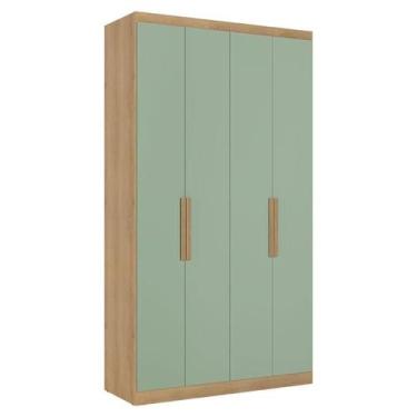 Imagem de Guarda Roupa Solteiro Milan 4 Portas Capuccino Menta Acetinado - THB -