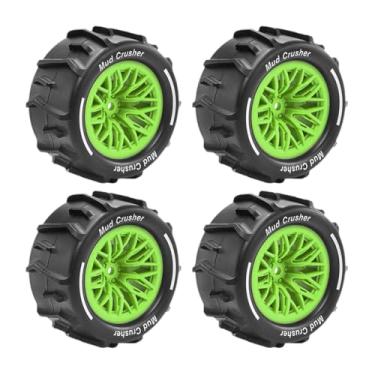 Imagem de Kokiya 4 peças componentes de pneus RC escala 1/18 peças de reposição aros de roda leves instalação fácil substituição para granito, Verde
