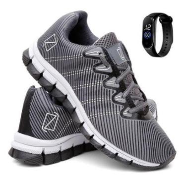 Imagem de Tênis Para Corrida e Academia Masculino Super Leve e Macio e Relógio Digital-Masculino