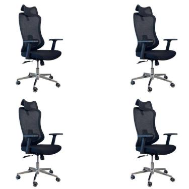 Imagem de Kit 4 Cadeiras De Escritório Presidente Ergonômica Oficial Corporativa Boss Apoio Nuca