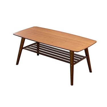 Imagem de Mesa de centro de design simples, mesa de centro de bambu natural, mesa lateral de chá multicamadas, mesa de coquetel industrial, usada para quarto, sala de estar, escritório, prateleira, mesa lateral