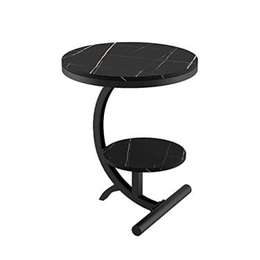 Imagem de Mesa de centro de design simples, mesa de centro de dois lados, mesa lateral de mármore, mesa lateral de chá, sofá de cabeceira, suporte de revista, usado para quarto, sala de estar, mesa lateral de
