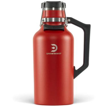 Imagem de DrinkTanks Cooler Portátil para Garrafas de cerveja com Isolamento Duplo, Aço Inox, Vermelho