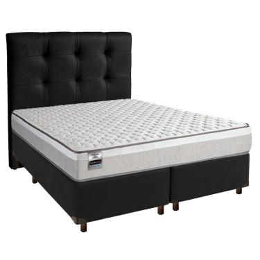 Imagem de Cama + Box Preto E Colchão Molas Ensacadas Queen - Hanover Inducol + Cabeceira