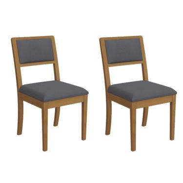 Imagem de Kit 2 Cadeiras De Cozinha Alice 2cmm003ca Premium Madeira Maciça 2 Un Carvalho-boucle Grafite - Kappesberg