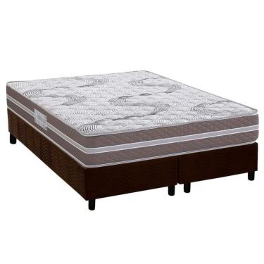 Imagem de Conjunto Box Queen: Colchão Espuma Herval D33 Long Live + Base Crc Suede Brown (158x198)