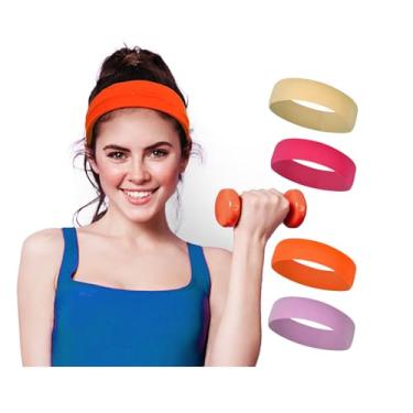 Imagem de Bandanas para mulheres e homens, antiderrapantes, elásticas para treino, ioga, corrida, faixas de cabeça para cabelo feminino, 4 peças