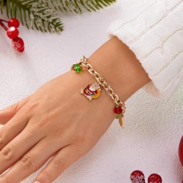 Imagem de Pulseiras de Natal para mulheres, berloques de Natal, miçangas, pulseiras, presentes, decorações de árvores, conjunto de pulseiras com berloques festivos