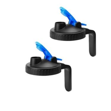 Imagem de 2 peças de tampa de bico para despejar, frasco de silicone de boca larga com alça hermética e vedação à prova de vazamento, bico fácil de despejar | Transforma seu frasco de vidro em jarra, preto