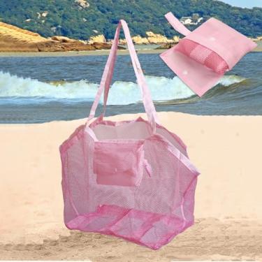 Imagem de Bolsa de armazenamento de brinquedos de malha dobrável extragrande | Bolsa para equipamentos de jogos de praia | Comporta brinquedos, toalhas, areia | Para brinquedos infantis, mercado, mercearia