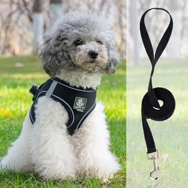 Imagem de Peitoral para animais de estimação, preto, 1 peça, ajustável, refletivo, para cães e gatos, com correia peitoral respirável (G)