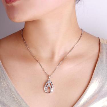 Imagem de Colar de zircônia de camada dupla com pingente de lágrima, presente acessível, joia de ano novo, presente para o Dia das Mães - N702, Medium, Latão Zircônia cúbica, Sem Pedra Preciosa